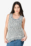 Pre-Loved Chanel™ S/S 2018 Blue/White Cotton/Silk Tweed Sleeveless Top Size 40
