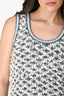 Pre-Loved Chanel™ S/S 2018 Blue/White Cotton/Silk Tweed Sleeveless Top Size 40