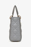 Christian Dior 2023 Grey Leather Cannage Small Lady Dior with Strap