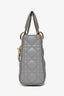 Christian Dior 2023 Grey Leather Cannage Small Lady Dior with Strap