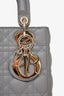 Christian Dior 2023 Grey Leather Cannage Small Lady Dior with Strap