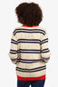 GUCCI White/Red/Navy Striped GG Perforated Cardigan Size S