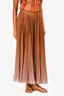 Dolce & Gabbana Brown Ombre Satin Pleated Maxi Skirt Size 42
