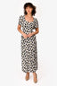 Diane Von Furstenberg White/Black Floral V-Neck Dress Size 4