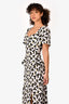 Diane Von Furstenberg White/Black Floral V-Neck Dress Size 4
