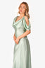 Alberta Ferreti Mint Silk Jewel Off The Shoulder Slip Maxi Dress Size 4
