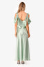 Alberta Ferreti Mint Silk Jewel Off The Shoulder Slip Maxi Dress Size 4