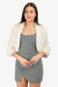 Pologeorgis White Rabbit Fur Cropped Shawl Size S