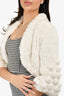 Pologeorgis White Rabbit Fur Cropped Shawl Size S
