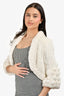 Pologeorgis White Rabbit Fur Cropped Shawl Size S
