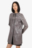 Miu Miu Grey Leather Long Sleeve Bow Detail Dress Size 38