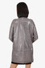 Miu Miu Grey Leather Long Sleeve Bow Detail Dress Size 38