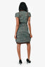 Prada Brown/Green Tweed Pleated Bow Detail Midi Dress Size 36