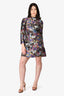 Valentino Multicoloured Embroidered Butterfly Long Sleeve Dress Size 40
