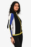 Christian Dior Black/White/Blue Perforated Logo Long Sleeve Zip Up Jacket Size 4