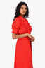 Miu Miu Red Silk Ruffled Belted Dress Size 38