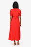 Miu Miu Red Silk Ruffled Belted Dress Size 38