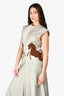 Chloe Green/Brown Silk Horse Graphic Sleeveless Long Dress Size 36