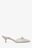 Rene Caovilla Mint/Silver/Pink Crystal Bow Kitten Heels Size 36.5