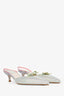 Rene Caovilla Mint/Silver/Pink Crystal Bow Kitten Heels Size 36.5