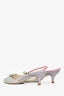Rene Caovilla Mint/Silver/Pink Crystal Bow Kitten Heels Size 36.5