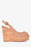 Christian Louboutin Nude Patent Une Plume Sling 120 Cork Platform Wedges Size 37