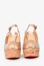 Christian Louboutin Nude Patent Une Plume Sling 120 Cork Platform Wedges Size 37