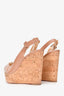 Christian Louboutin Nude Patent Une Plume Sling 120 Cork Platform Wedges Size 37