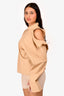 A.W.A.K.E Mode Brown Poplin Cut Out Long Sleeve Top Size S