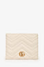 Gucci White Leather Chevron Quilted GG Marmont Wallet (As Is)