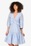 Sandro Light Blue Puffed Sleeve Dress Size 42
