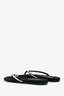 Pre-Loved Chanel™ Black Suede Pearl Embellished CC Thong Sandals Size 37C