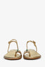 Pre-Loved Chanel™ Gold Leather Jewelled Toe Ring Sandals Size 37