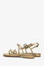 Pre-Loved Chanel™ Gold Leather Jewelled Toe Ring Sandals Size 37