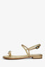 Pre-Loved Chanel™ Gold Leather Jewelled Toe Ring Sandals Size 37