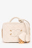 Pre-Loved Chanel™ 2017/18 Cream Caviar Leather Small Filigree Vanity Case