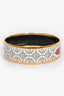 Hermes Red/White Enamel Printed Gold Toned Metal Bangle Bracelet