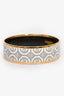 Hermes Red/White Enamel Printed Gold Toned Metal Bangle Bracelet