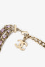 Pre-Loved Chanel™ 2018 Gold Toned Chain/Metallic Purple Leather CC Lock Pendant Choker Necklace