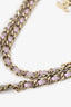 Pre-Loved Chanel™ 2018 Gold Toned Chain/Metallic Purple Leather CC Lock Pendant Choker Necklace