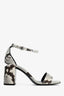 Alexander Wang Grey Snakeskin Leather Cutout Block Heel Sandals Size 37