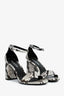 Alexander Wang Grey Snakeskin Leather Cutout Block Heel Sandals Size 37