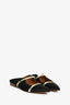 Malone Souliers Black Satin Gold Leather Pointed Toe Flat Mules Size 38.5