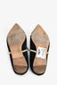 Malone Souliers Black Satin Gold Leather Pointed Toe Flat Mules Size 38.5