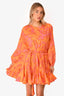 Rhode Orange/Purple Printed Long Sleeve 'Ella' Mini Dress with Rope Belt Size XS