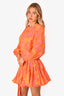 Rhode Orange/Purple Printed Long Sleeve 'Ella' Mini Dress with Rope Belt Size XS