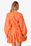 Rhode Orange/Purple Printed Long Sleeve 'Ella' Mini Dress with Rope Belt Size XS