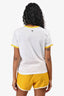 Christian Dior White/Yellow Tiger Printed Short Sleeve T-Shirt Size S