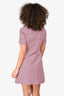 Maje Pink/Black Houndstooth Patterned Short Sleeve Mini Dress Size 38