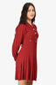 Sandro Red Rib Knit Long Sleeve Mini Dress Size 38